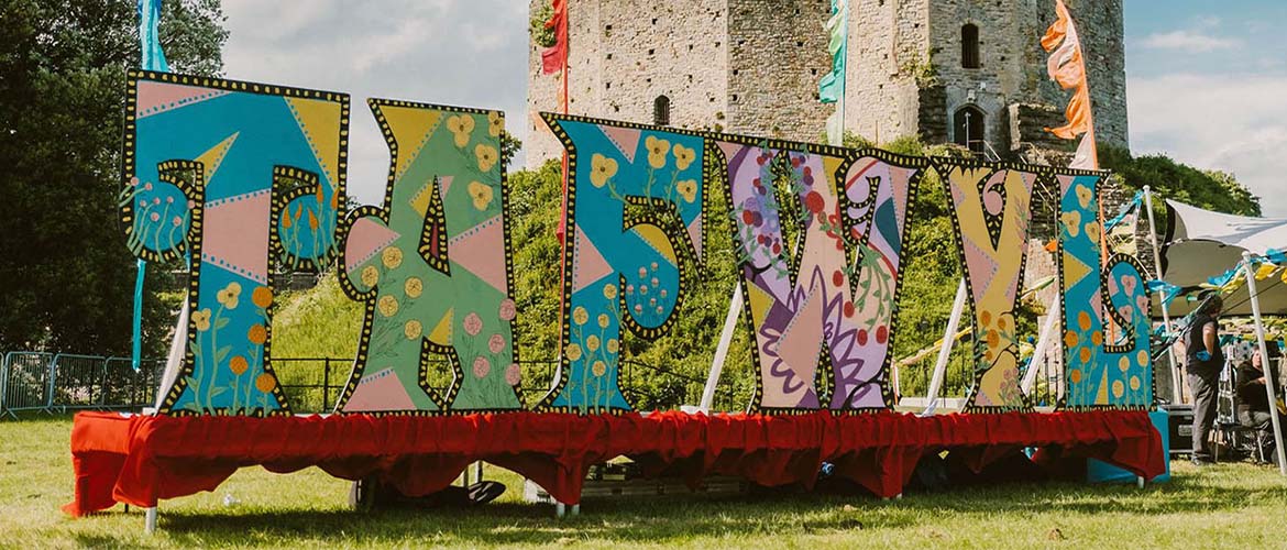 Tafwyl letters in the grounds of Cardiff Castle