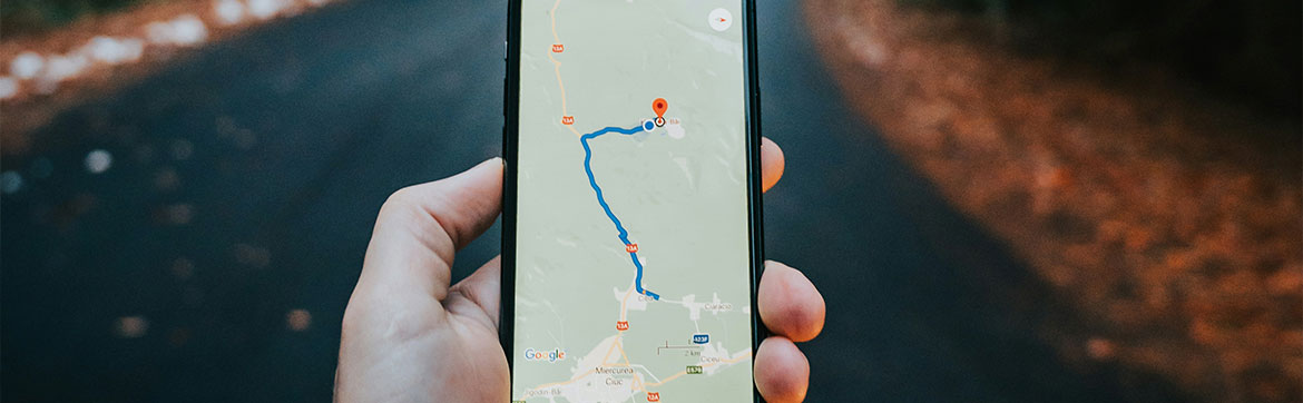 Someone looking at a route map on a phone