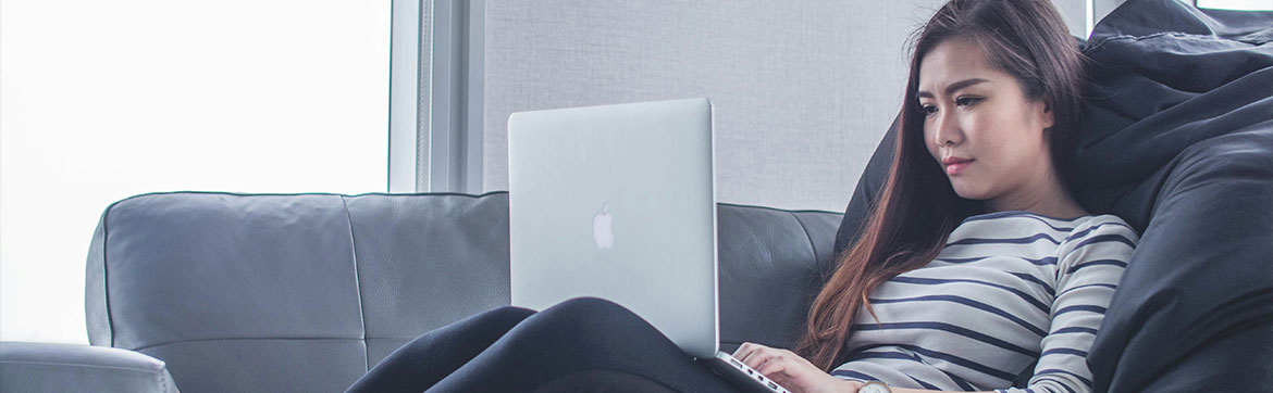 A girl using a laptop