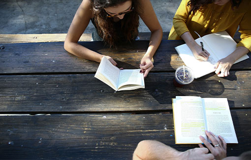 A group of students studying together