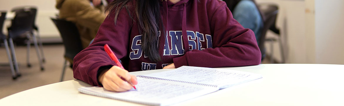 A Swansea University student studying