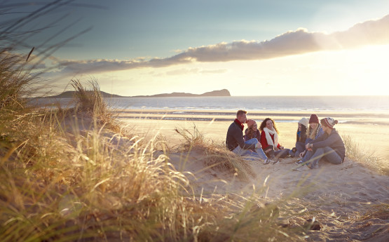 Students on the beach