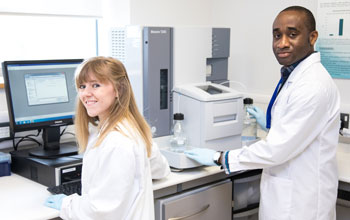 Woman and man in a lab