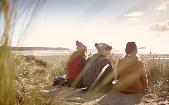 Students on the beach