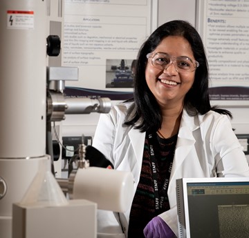 Anitha Devadoss in a lab