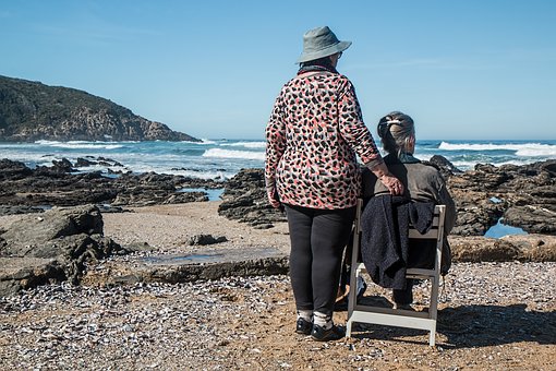 elderly lady and support worker 