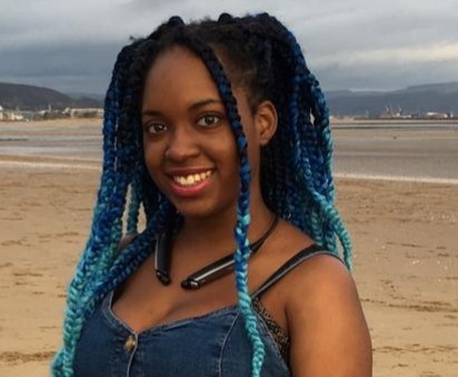 Rose smiling on the beach at Swansea Bay