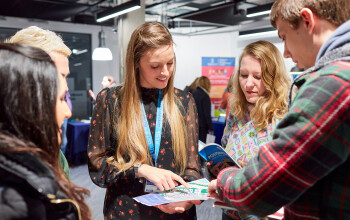 students getting support from Swansea university staff