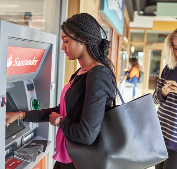 Female student at an ATM