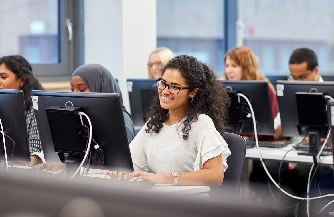 student at computer