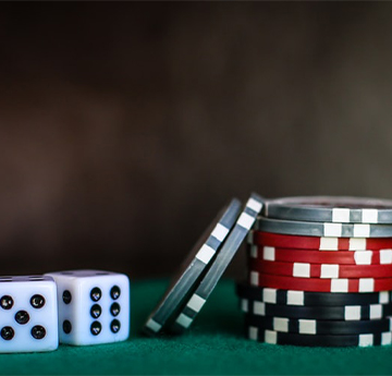 White dice and gambling chips