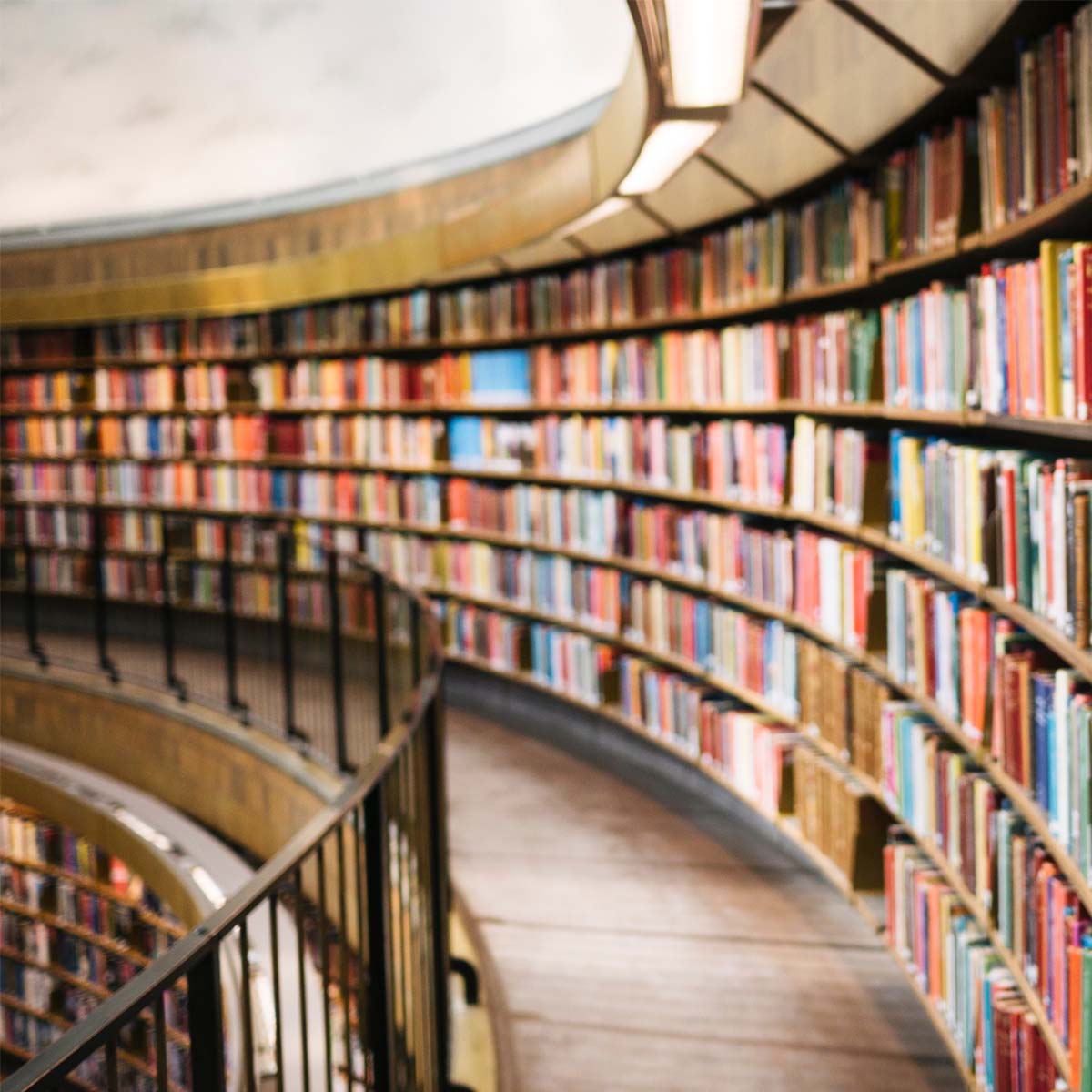 A large book shelf in a library