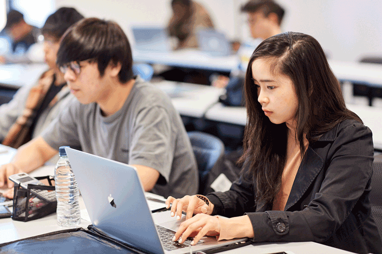 Female student on laptop