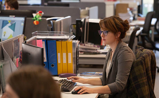 female working on a computer