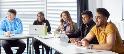 international students in a study group