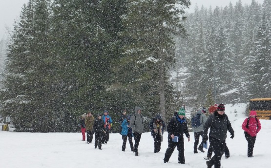 Vancouver snow scape with students 