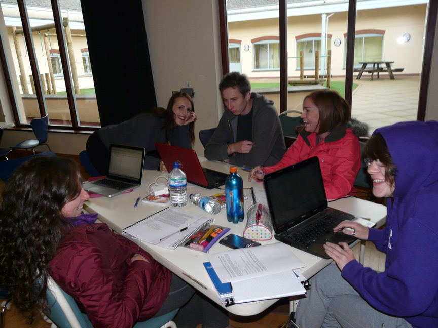 Students working together, interior shot