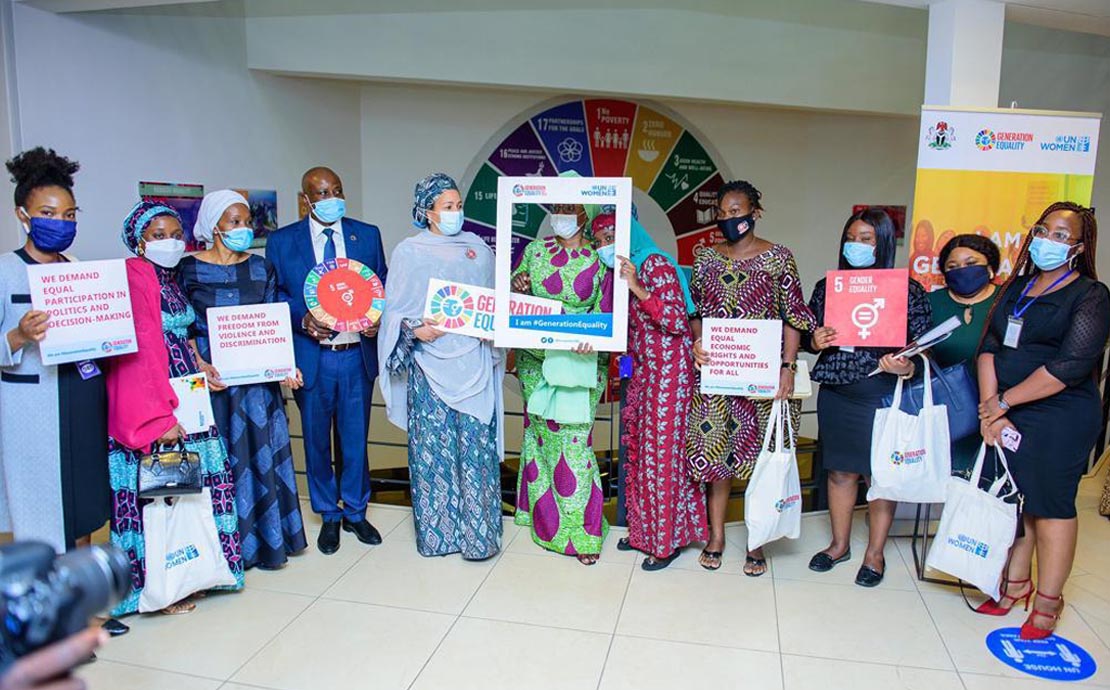 Abbiba representing the Young Female Leaders of Nigeria at the launch of the Generation Equality Campaign by UN Women Nigeria