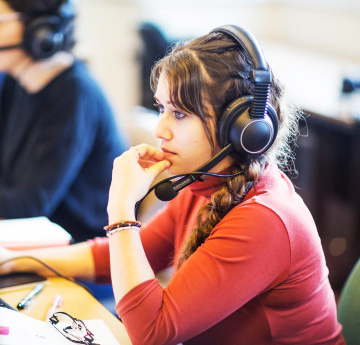 Student using headset