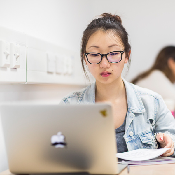 A student on a laptop