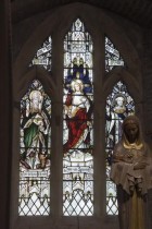 Stained glass window in St David's Priory