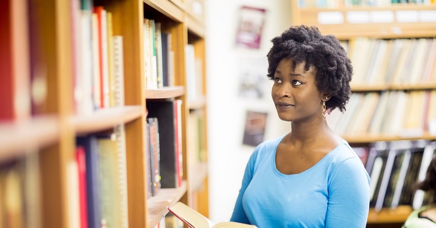 Student in the library