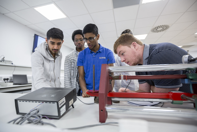 Students in the dynamics lab