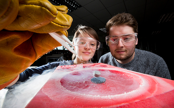 Students doing experiments