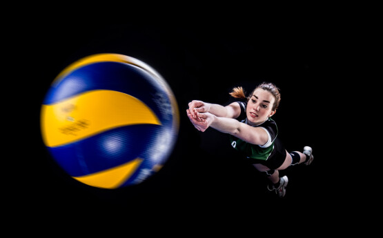 Female playing volleyball