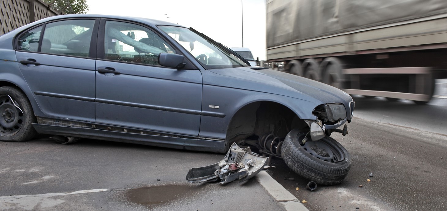 A car that's been involved in a traffic collision. 