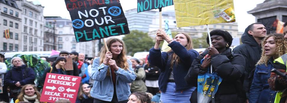 Young Extinction Rebellion protestors in London 