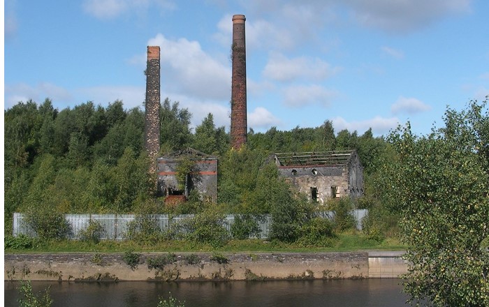 Hafod-Morfa copperworks on the banks of the river Tawe, before regeneration work began