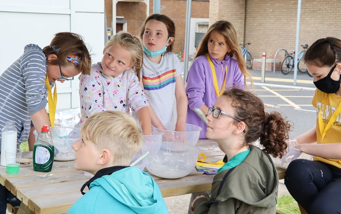 Using everyday items, such as washing powder, drinks bottles and jugs, pupils made slime, shot rockets, navigated treasure hunts and coded while learning about the science, technology, engineering and maths behind the activities.