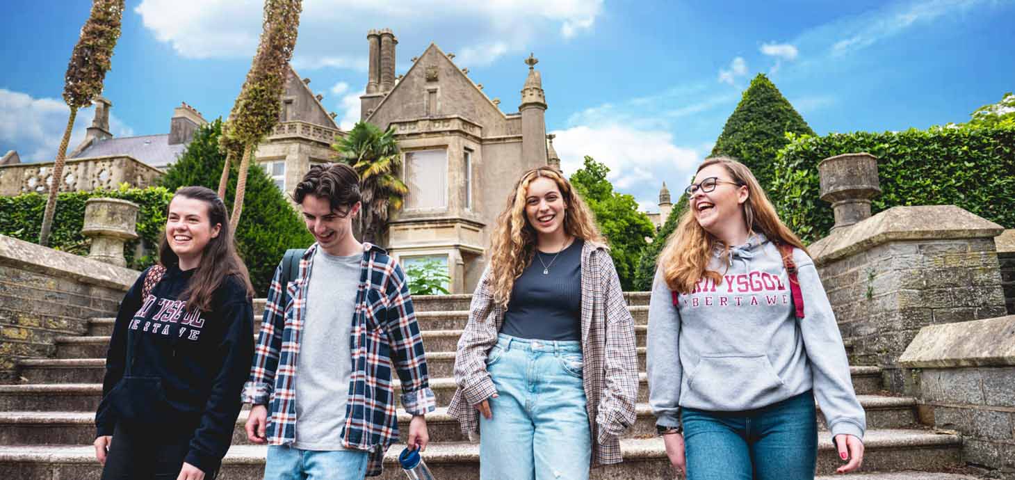 A group of students walking outside Singleton Abbey