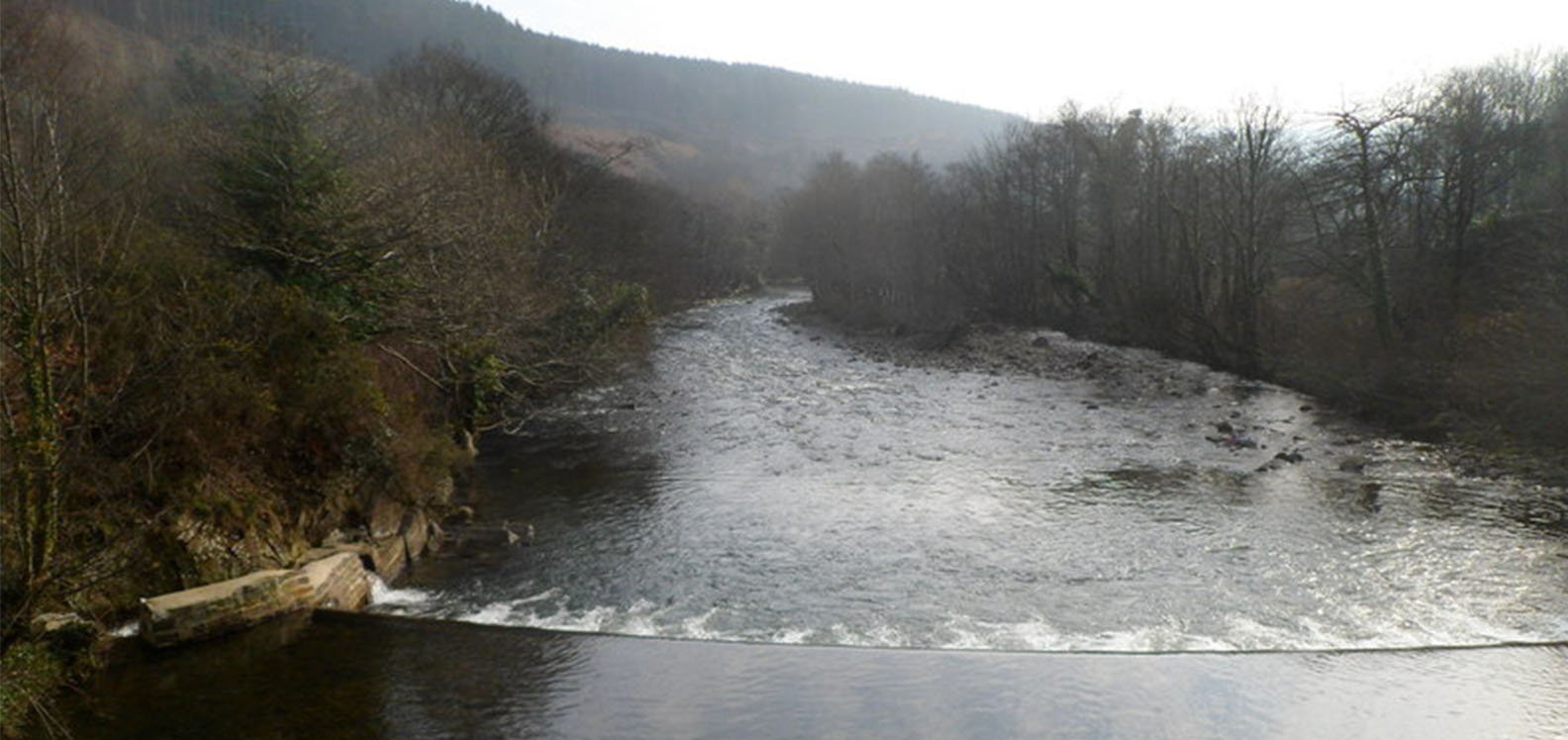 The weir across the River Afan in Cwmavon