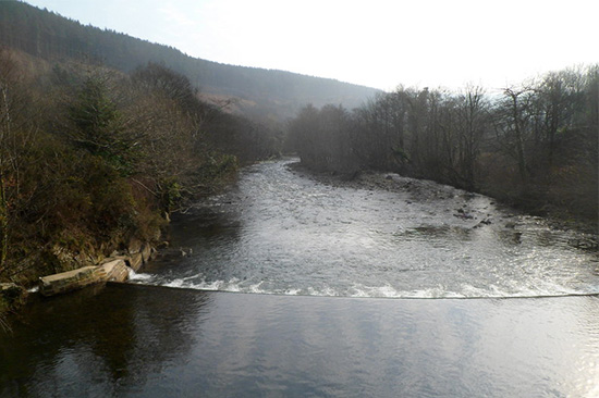 The weir across the River Afan in Cwmavon