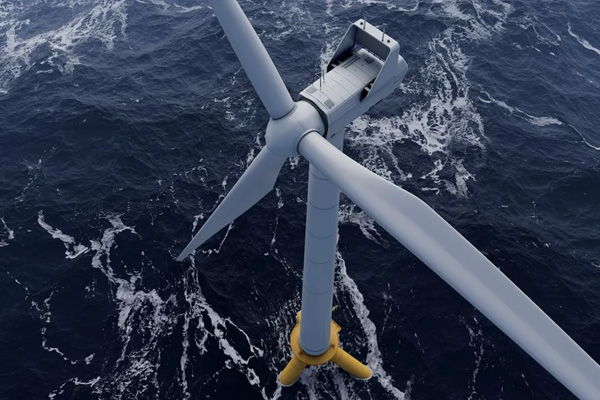 A wind turbine at sea