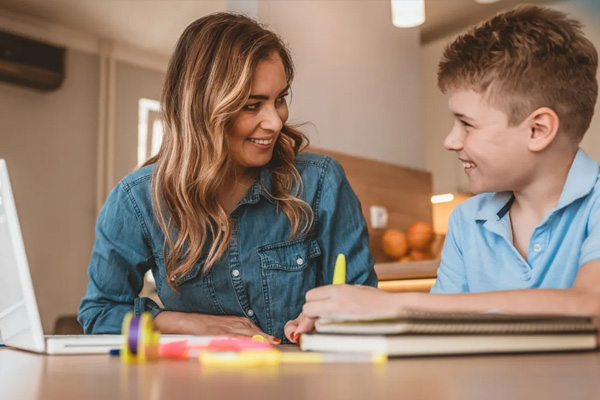 Child talking to mother