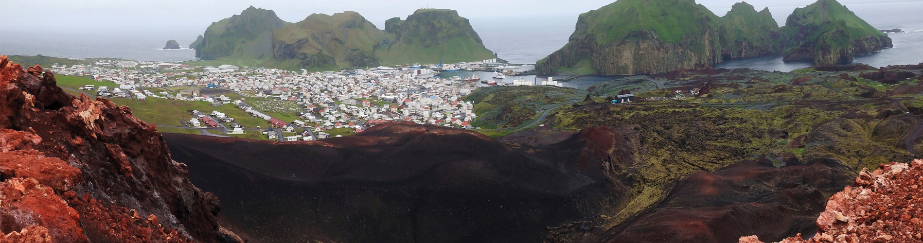 The island of Heimaey, Iceland 50 years after the Eldfell volcano eruption