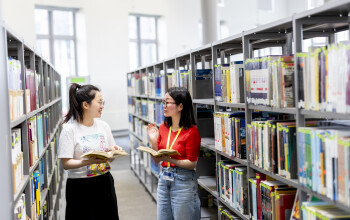 students in the library