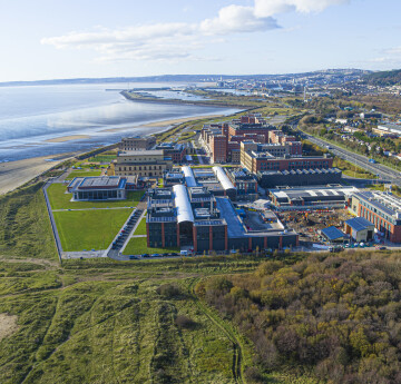 Aerial view of the bay campus 