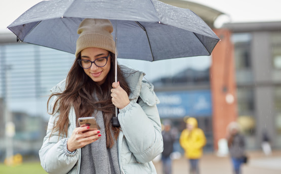 Student on her phone