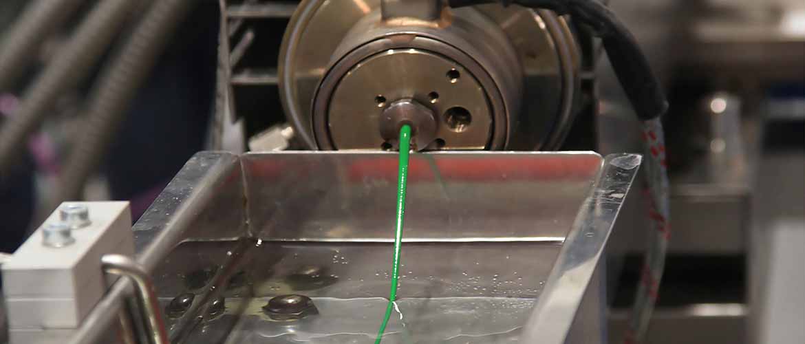 Continuous extrusion of plastic filament