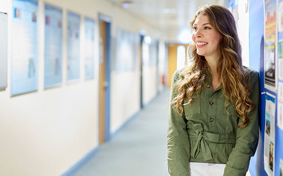 Student looking offscreen to the left