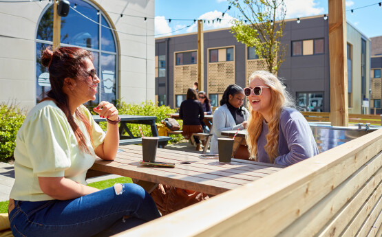 Students sitting outside