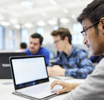 students in library