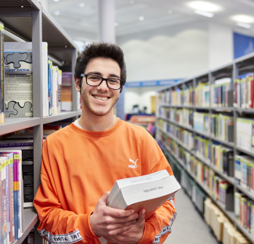 student in Bay Library