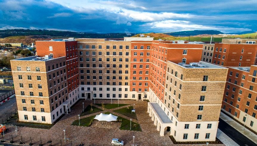 Aerial shot of the Rod Jones Halls of residence