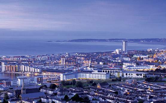 Skyline of Swansea bay.