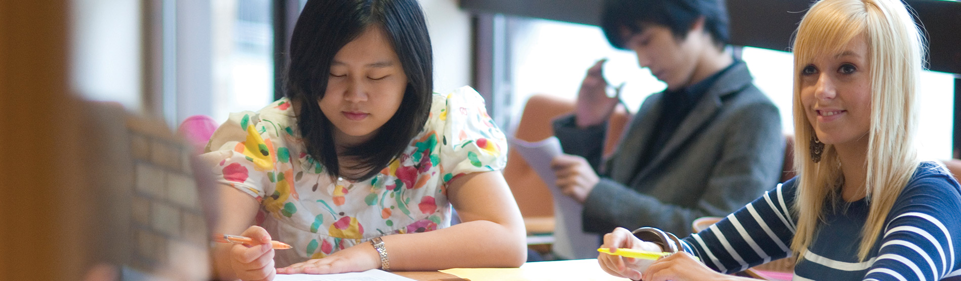 Students in a study area.